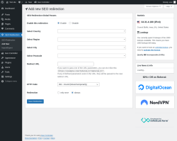 Page screenshot: SEO Redirection → Add New