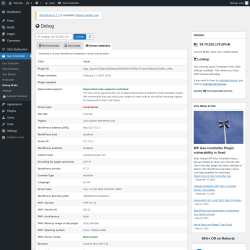 Page screenshot: Geo Controller → Debug Mode →  Server statistics