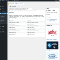 Page screenshot: Geo Controller →  CSS property