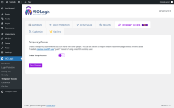 Page screenshot: AIO Login → Temporary Access