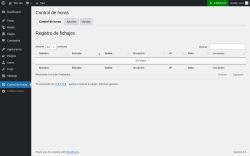 Page screenshot: Control de horas