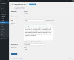 Page screenshot: Settings → TP Cookies Law