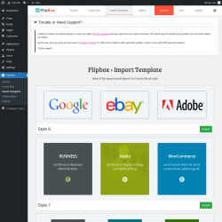 Page screenshot: Flip Box → Import Templates