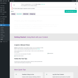 Page screenshot: Mesh → Settings → 
				About Mesh			