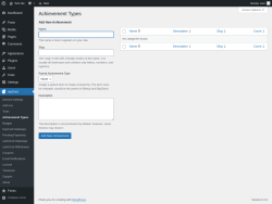 Page screenshot: myCred → Achievement Types
