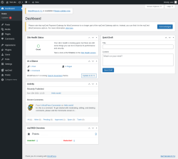 Page screenshot: Dashboard ‹ Test site — WordPress