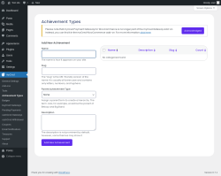 Page screenshot: myCred → Achievement Types