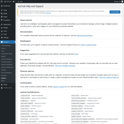 Page screenshot: myCred → Support