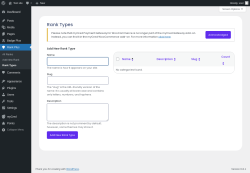 Page screenshot: Rank Plus → Rank Types