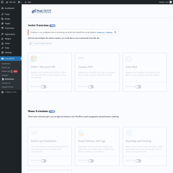 Page screenshot: Post SMTP →  Extensions