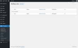 Page screenshot: WP Mailster → Mailing Lists