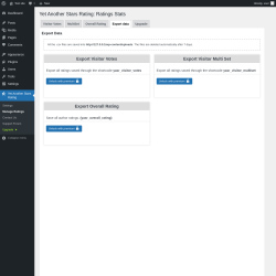 Page screenshot: Yet Another Stars Rating → Manage Ratings → 
                Export data            