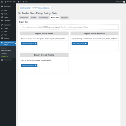 Page screenshot: Yet Another Stars Rating → Manage Ratings → 
                Export data            